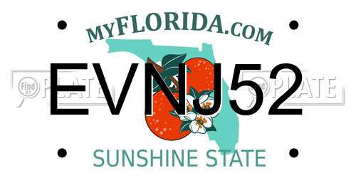 EVNJ52 Florida License Plate