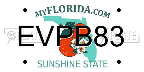 EVPB83 Florida License Plate