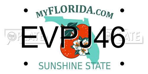 EVPJ46 Florida License Plate