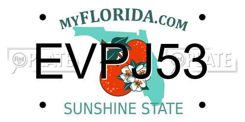 EVPJ53 Florida License Plate
