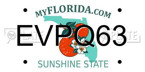 EVPQ63 Florida License Plate