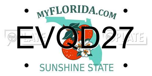 EVQD27 Florida License Plate