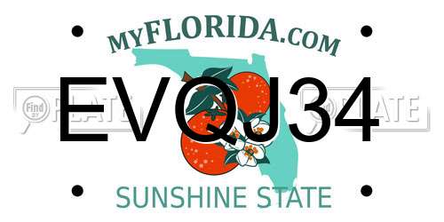 EVQJ34 Florida License Plate