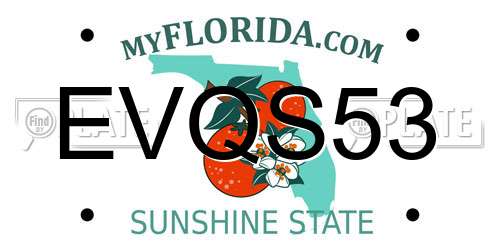EVQS53 Florida License Plate