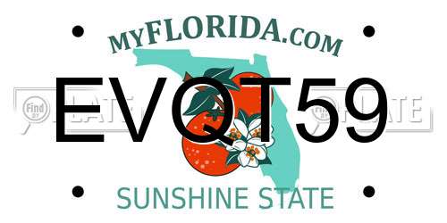 EVQT59 Florida License Plate
