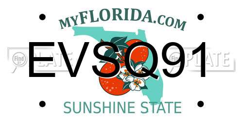 EVSQ91 Florida License Plate