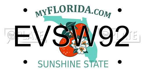 EVSW92 Florida License Plate