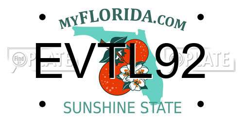 EVTL92 Florida License Plate