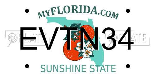 EVTN34 Florida License Plate