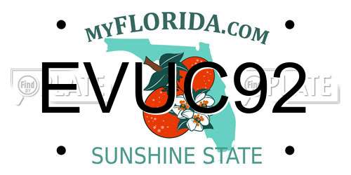 EVUC92 Florida License Plate