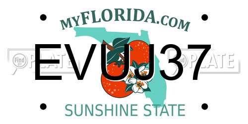 EVUJ37 Florida License Plate