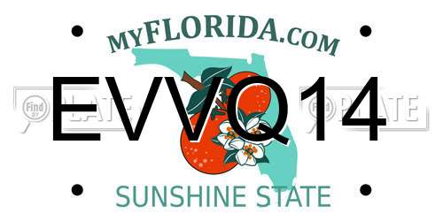 EVVQ14 Florida License Plate