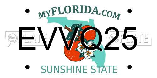 EVVQ25 Florida License Plate