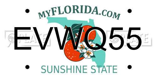 EVWQ55 Florida License Plate