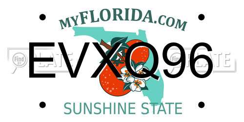 EVXQ96 Florida License Plate