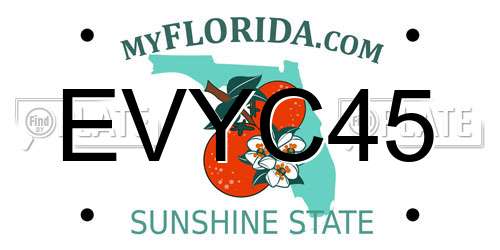 EVYC45 Florida License Plate
