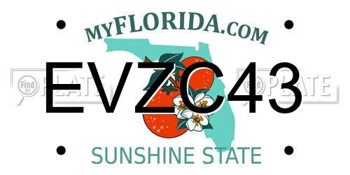 EVZC43 Florida License Plate