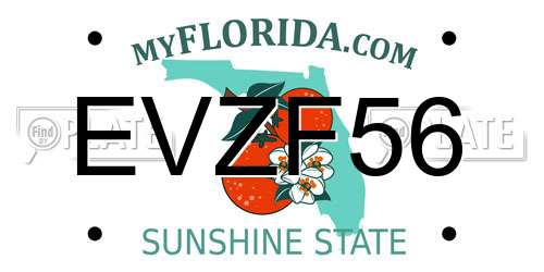 EVZF56 Florida License Plate