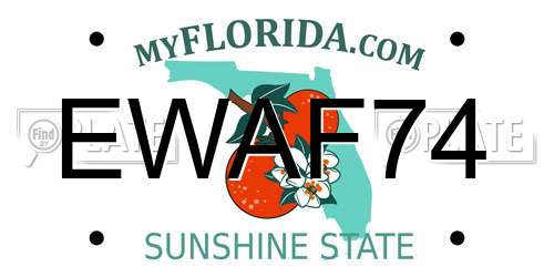 EWAF74 Florida License Plate