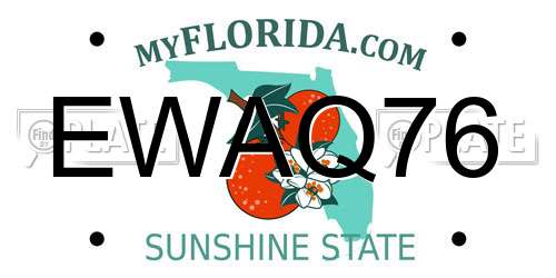 EWAQ76 Florida License Plate