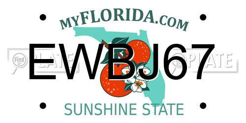 EWBJ67 Florida License Plate