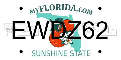 EWDZ62 Florida License Plate