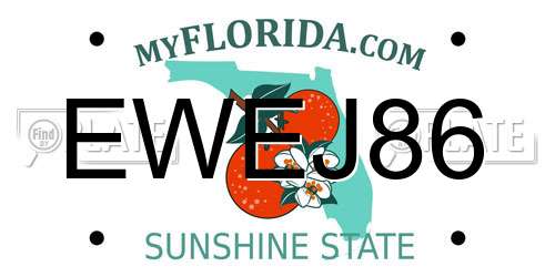 EWEJ86 Florida License Plate