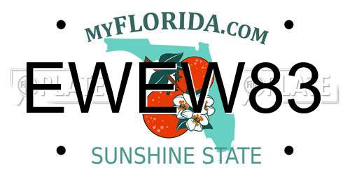 EWEW83 Florida License Plate