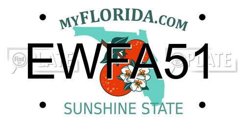 EWFA51 Florida License Plate