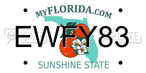 EWFY83 Florida License Plate