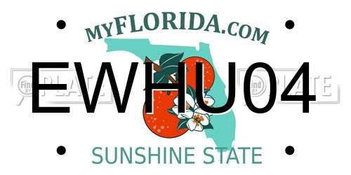 EWHU04 Florida License Plate