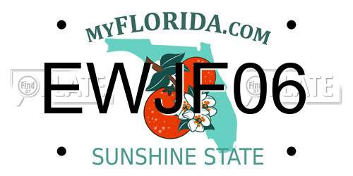 EWJF06 Florida License Plate