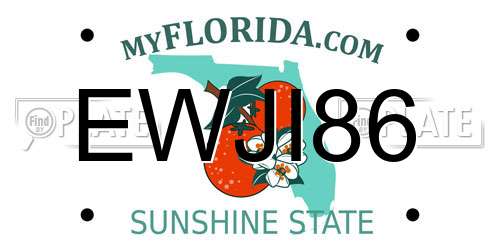 EWJI86 Florida License Plate