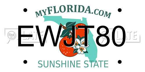 EWJT80 Florida License Plate