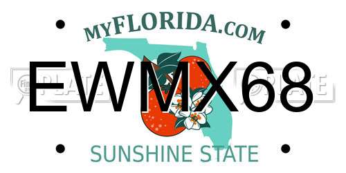 EWMX68 Florida License Plate