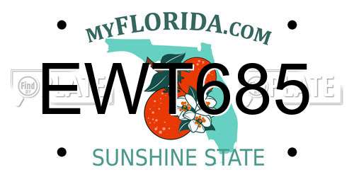 EWT685 Florida License Plate