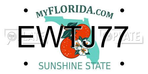 EWTJ77 Florida License Plate