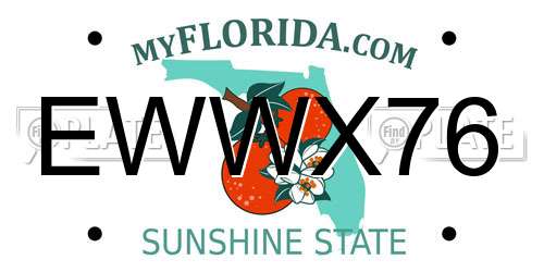 EWWX76 Florida License Plate