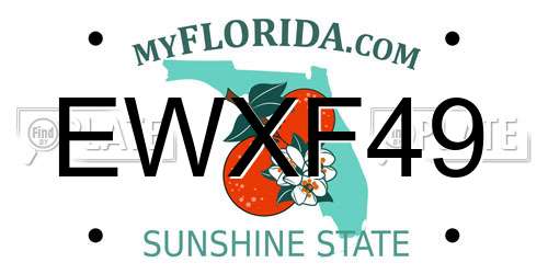 EWXF49 Florida License Plate