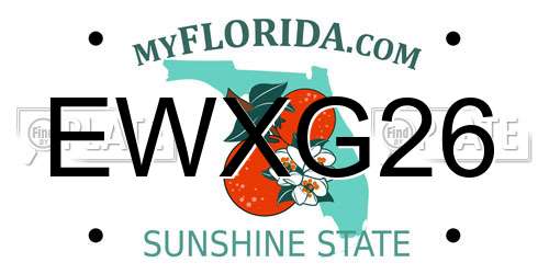 EWXG26 Florida License Plate