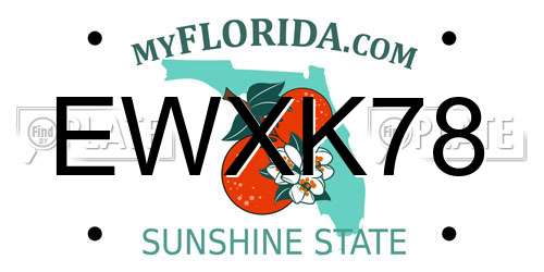 EWXK78 Florida License Plate