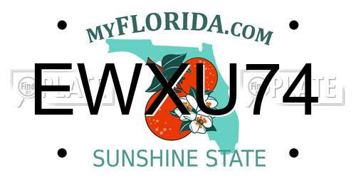EWXU74 Florida License Plate