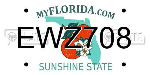 EWZ708 Florida License Plate