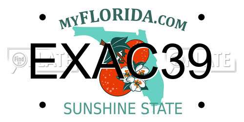 EXAC39 Florida License Plate