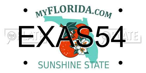 EXAS54 Florida License Plate