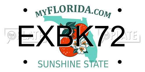 EXBK72 Florida License Plate