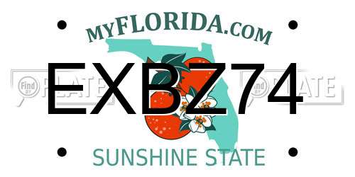 EXBZ74 Florida License Plate