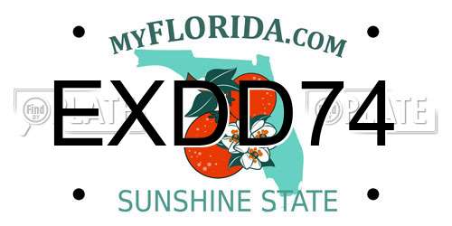 EXDD74 Florida License Plate