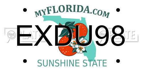 EXDU98 Florida License Plate