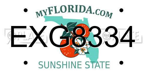 EXG8334 Florida License Plate